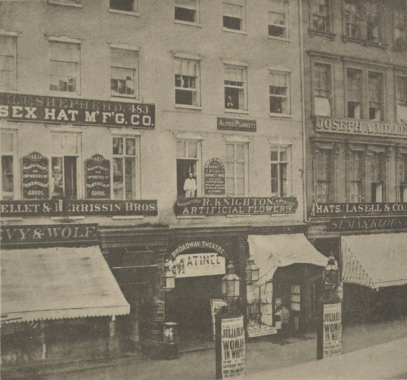 Broadway Theatre With Posters Announcing Julia Dean In The Woman In White, New York City, 1899