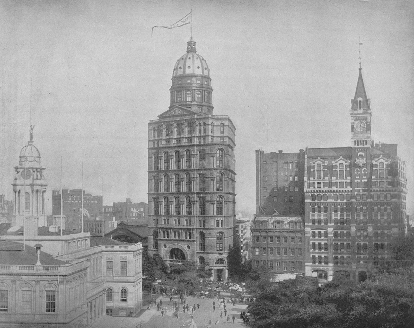 Printing House Square, New York City Hall, World Building, Tribune Building, New York City, 1897