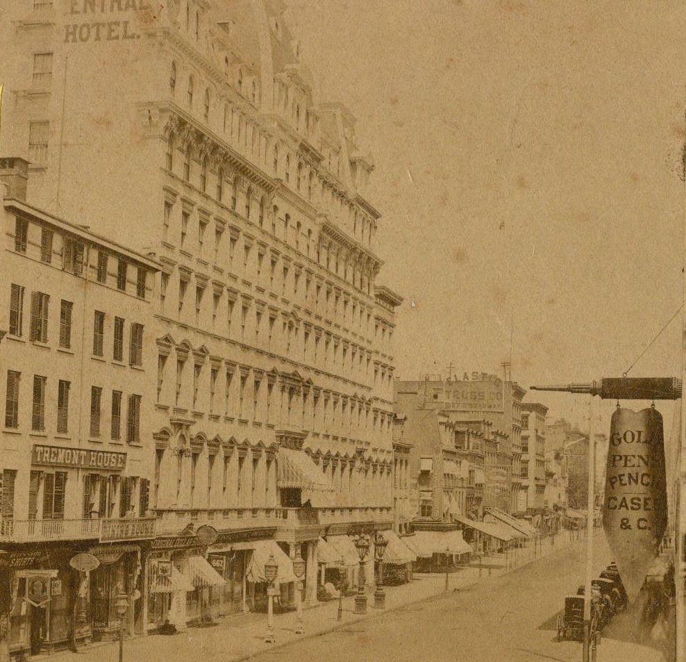 Exterior View Of The Grand Central Hotel, Looking North On Broadway Near 3Rd Street, New York City, 1890S