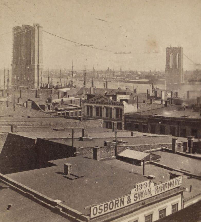 East River Bridge, Brooklyn Bridge, East River, New York City, 1890S