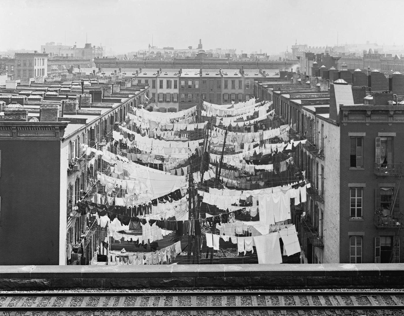 Laundry Hanging Between Tenement Buildings, Park Avenue &Amp;Amp; 107Th Street, New York City, 1900