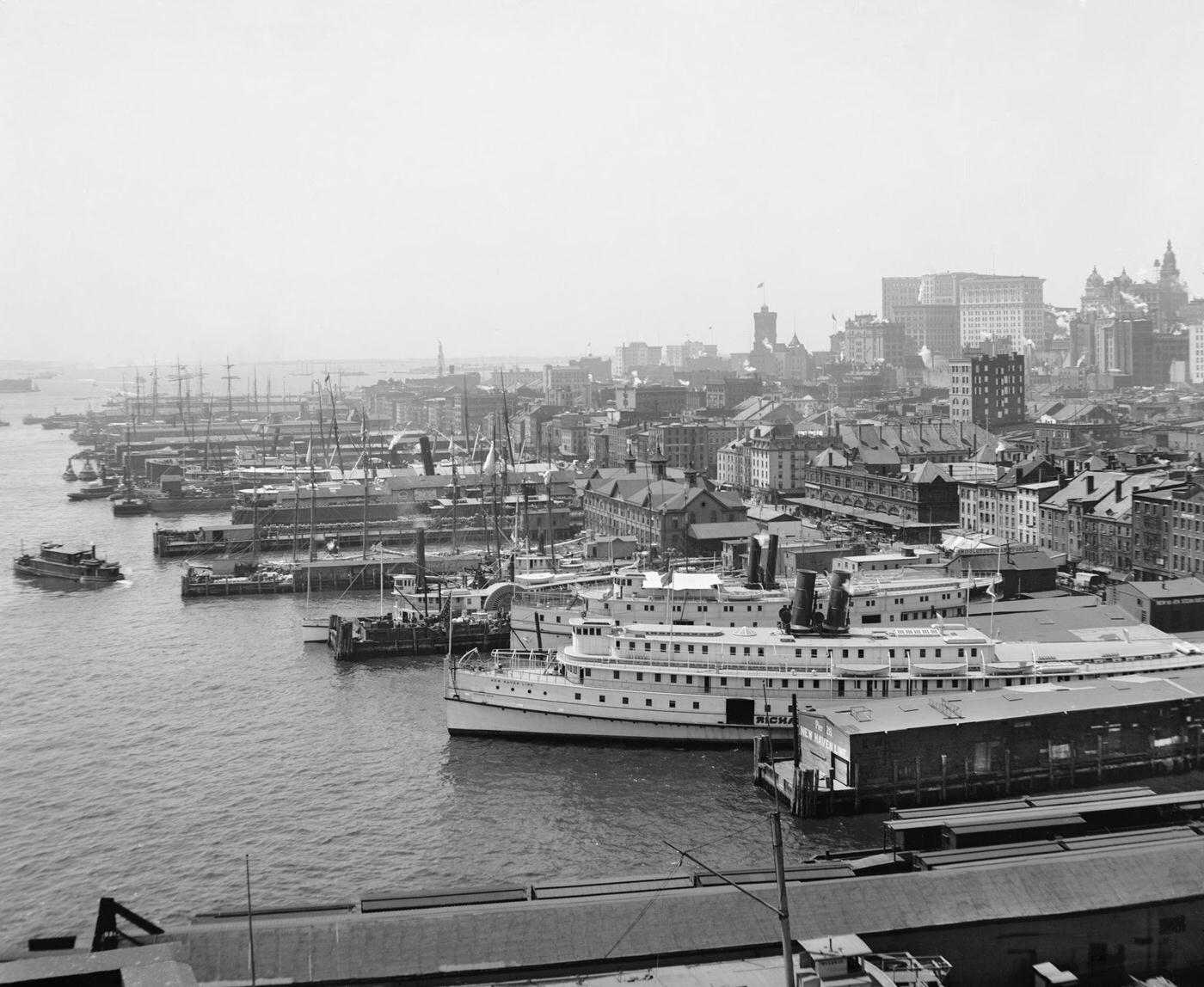 Riverfront Looking South From Brooklyn Bridge, New York City, 1904