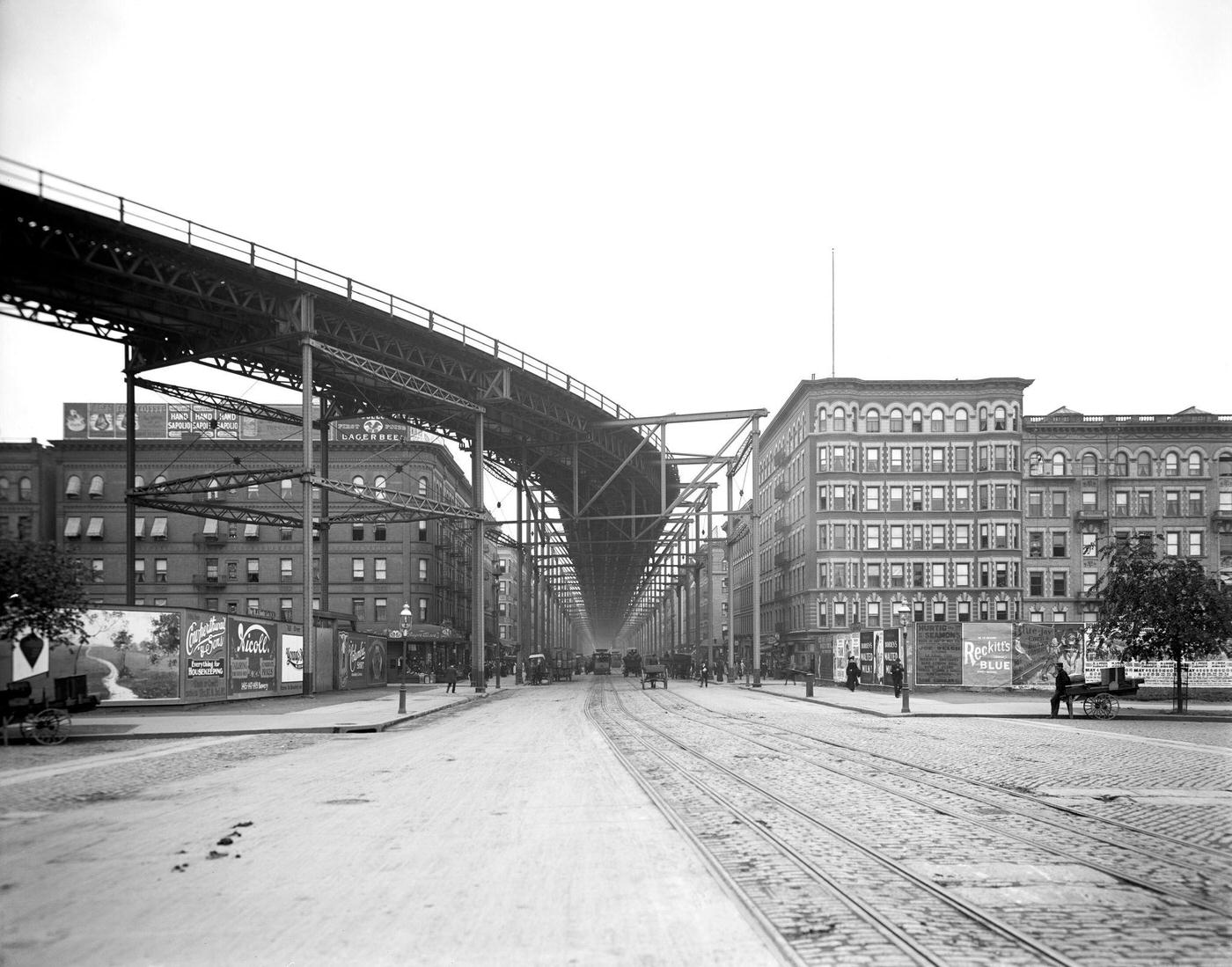 The Elevated, Eighth Avenue and 110th Street, New York City, 1900