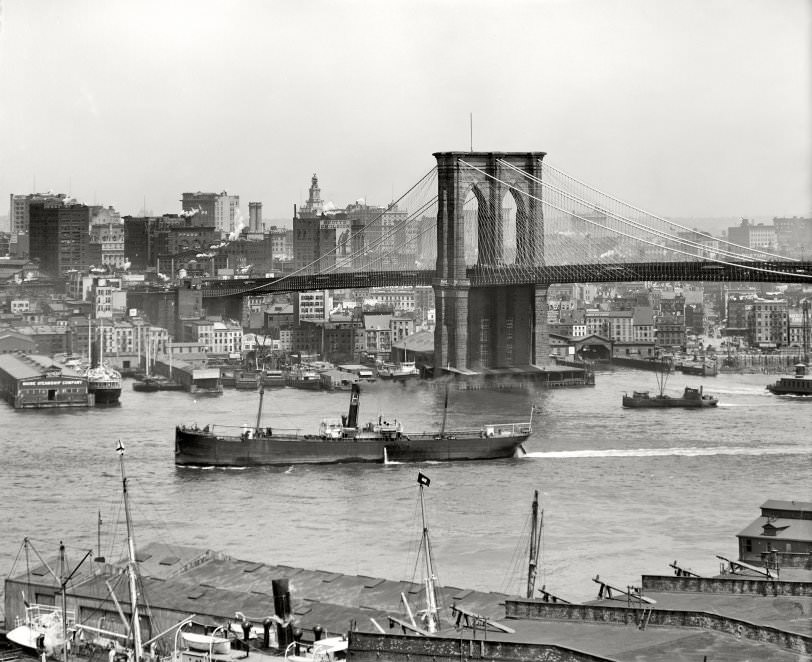 Brooklyn Bridge and Manhattan skyline, 1905