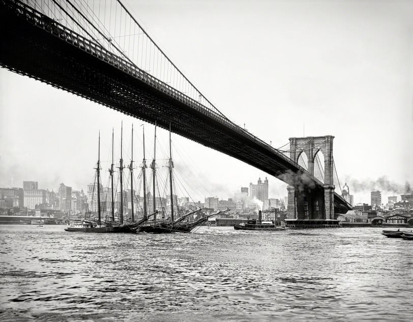 Manhattan from under the Brooklyn Bridge, New York City, 1903