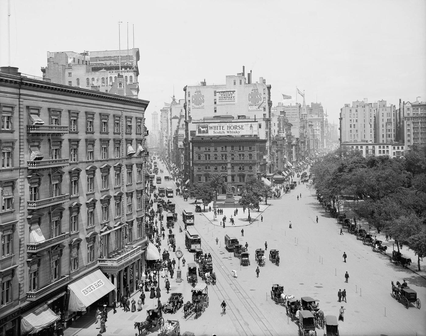 Intersection of Broadway and Fifth Avenue Looking North, New York City, 1900