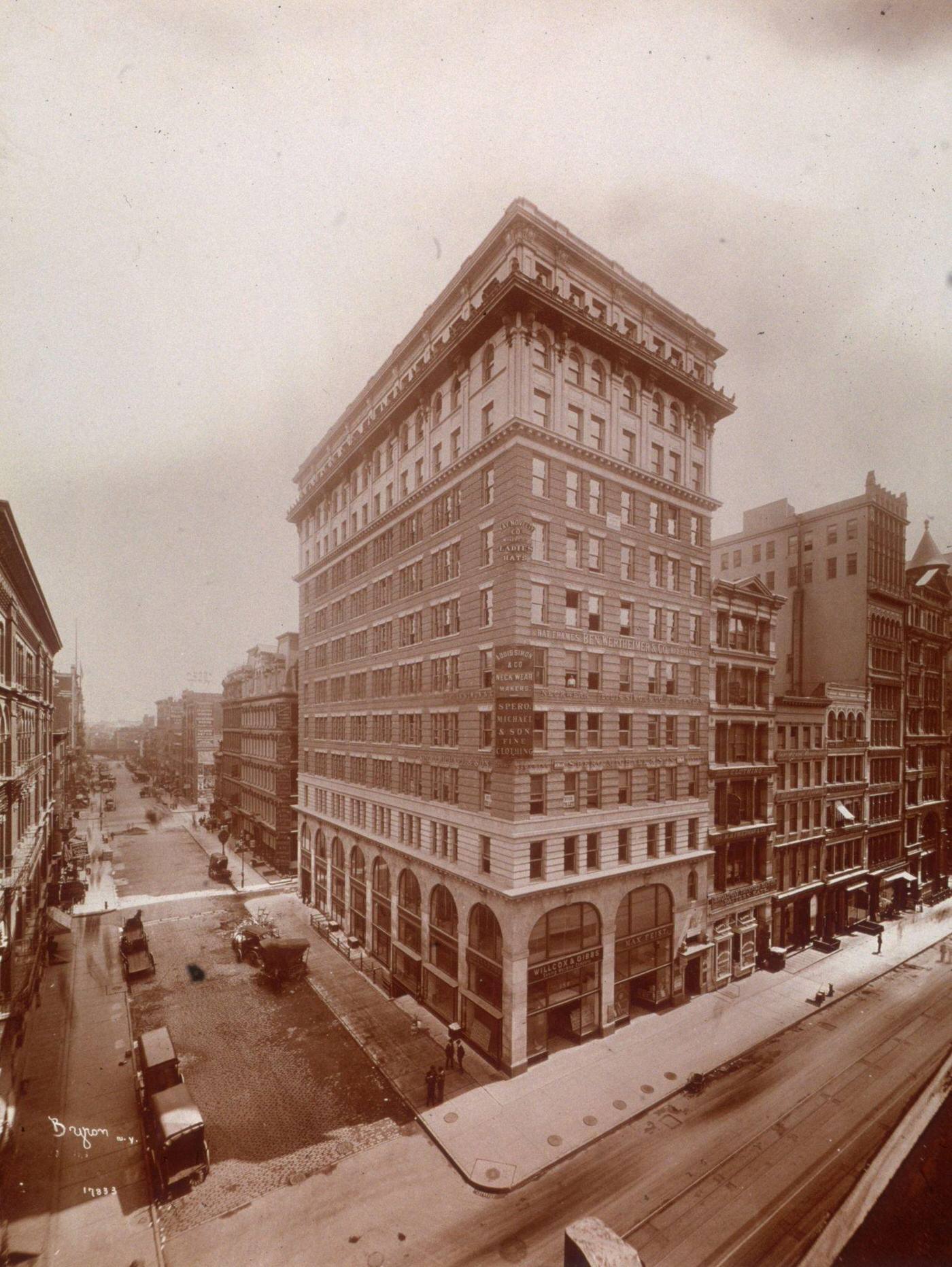 Building Housing Apparel Makers, Corner Of Broadway And Bond Street, New York City, Circa 1900