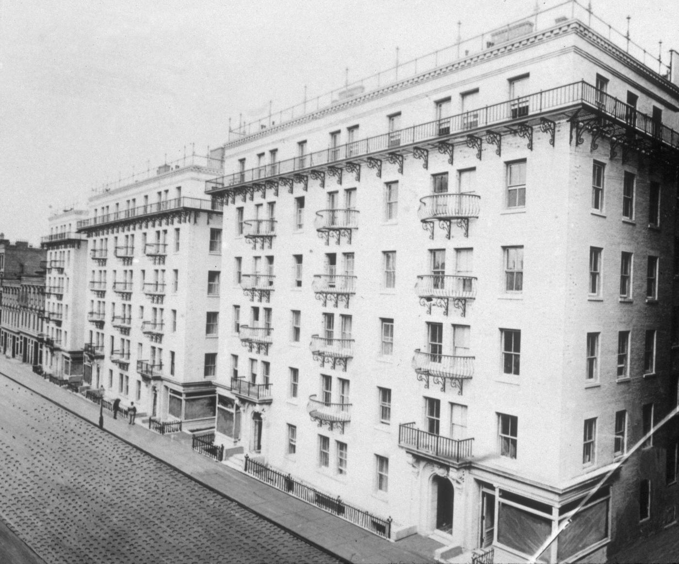 Exterior View Of Alfred Corning Clark Buildings, City And Suburban Homes Co. New Model Tenement, First Avenue And 68Th Street, Manhattan, New York City, Circa 1900