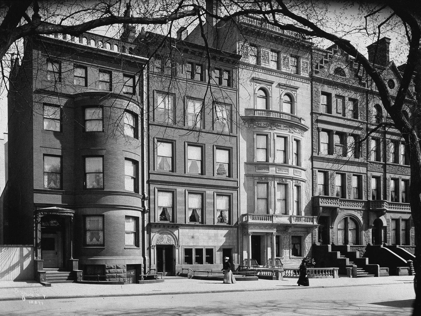 View of Brownstones on Fifth Avenue Between 60th & 61st Streets, New York City, 1900