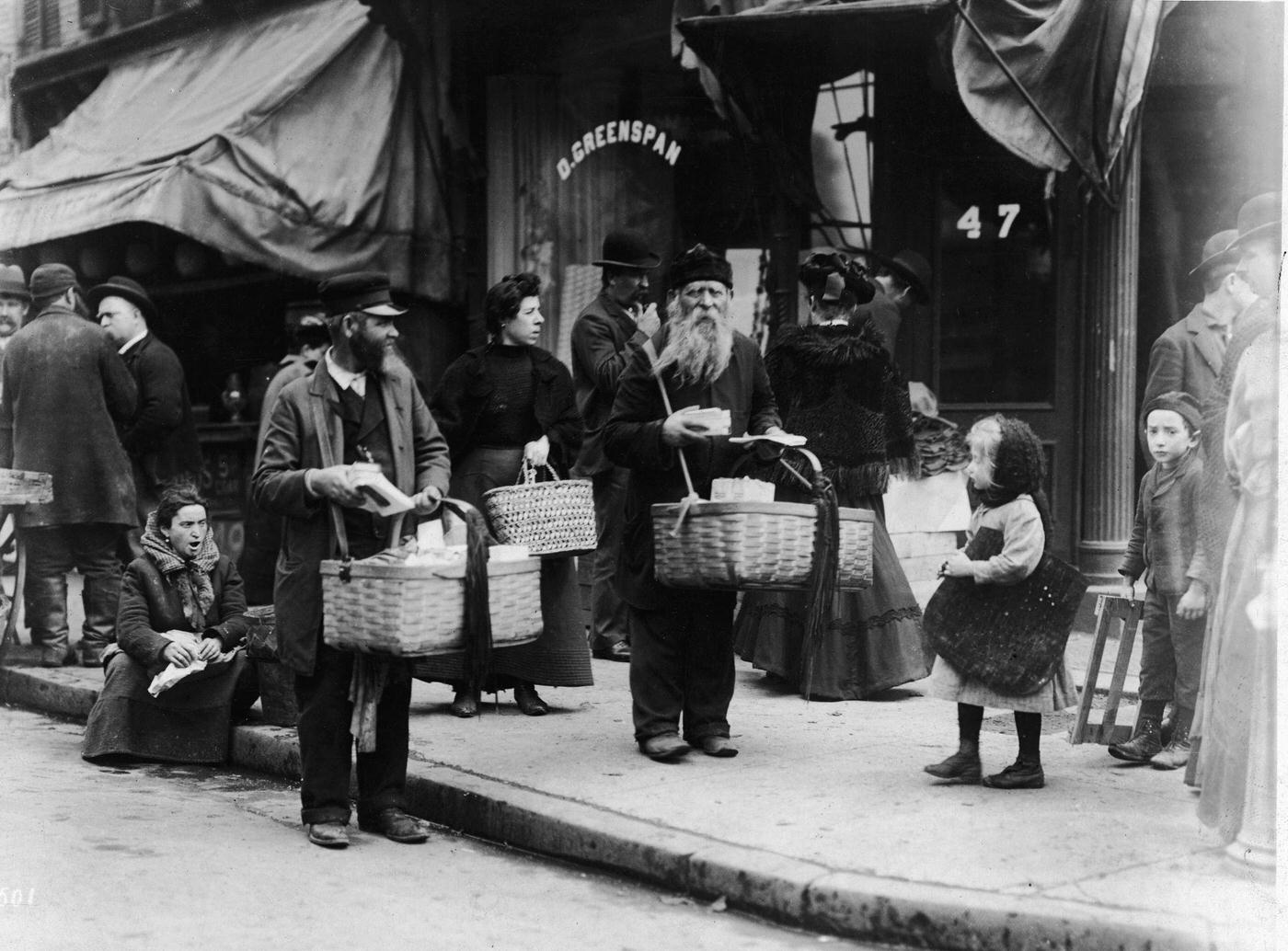 Street Vendors on the Lower East Side, New York City, 1900s