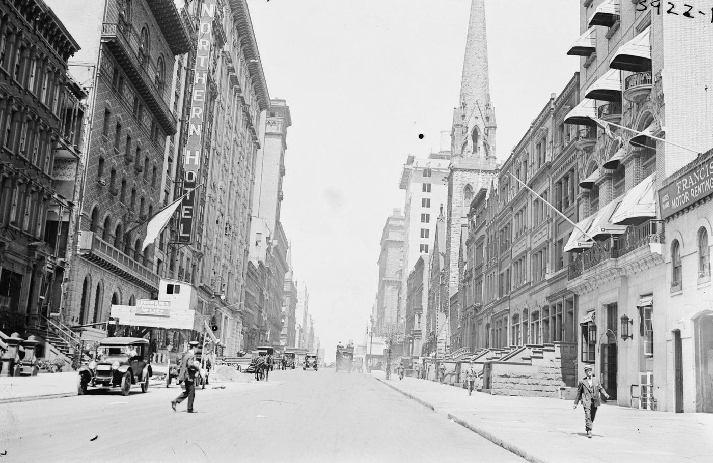 Street View, 57th & 6th Avenue Looking West, New York City, circa 1900