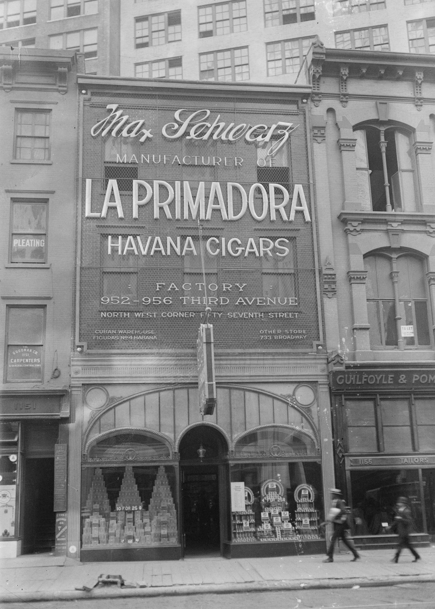 Max Schwartz'S Primadora Havana Cigars, 3Rd Avenue, New York City, Circa 1900