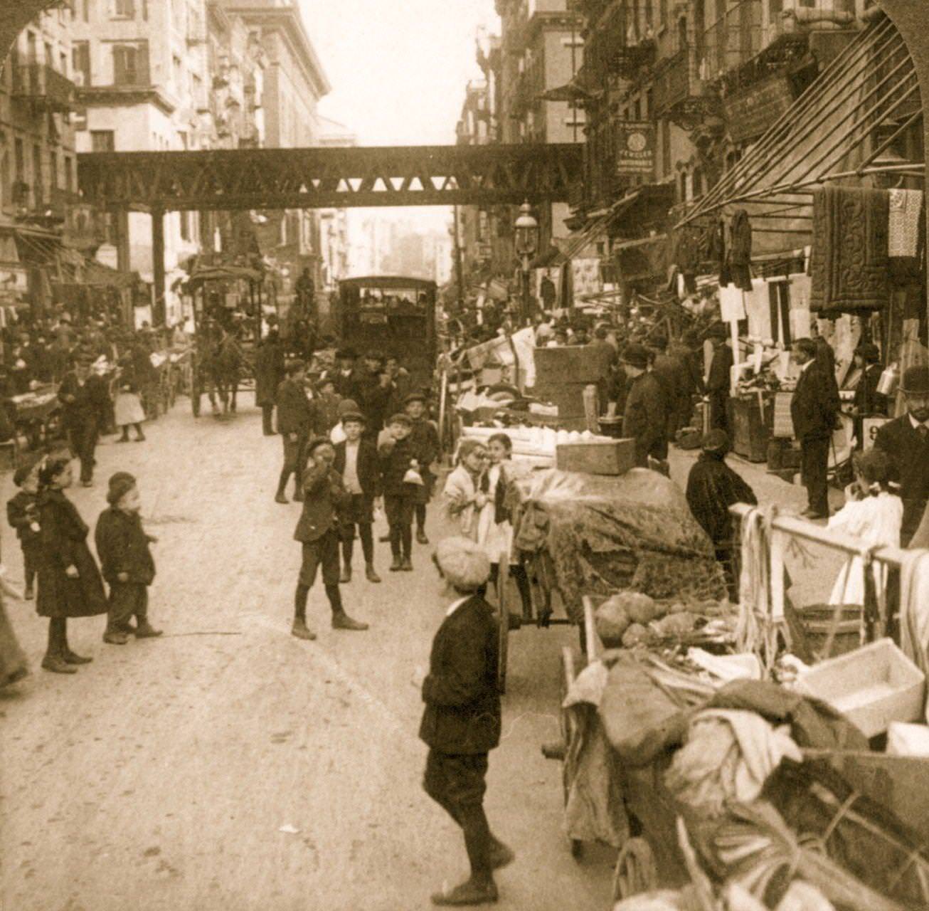 Crowded Hebrew District, Lower East Side, New York City, 1900