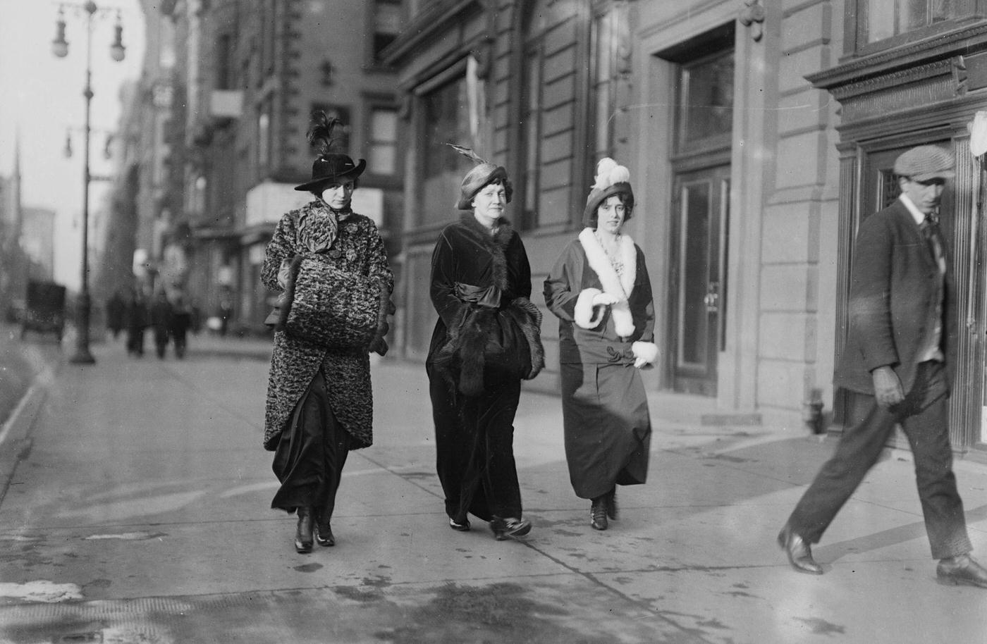 Woman Taking A Walk Down Fifth Avenue In New York City, 1915