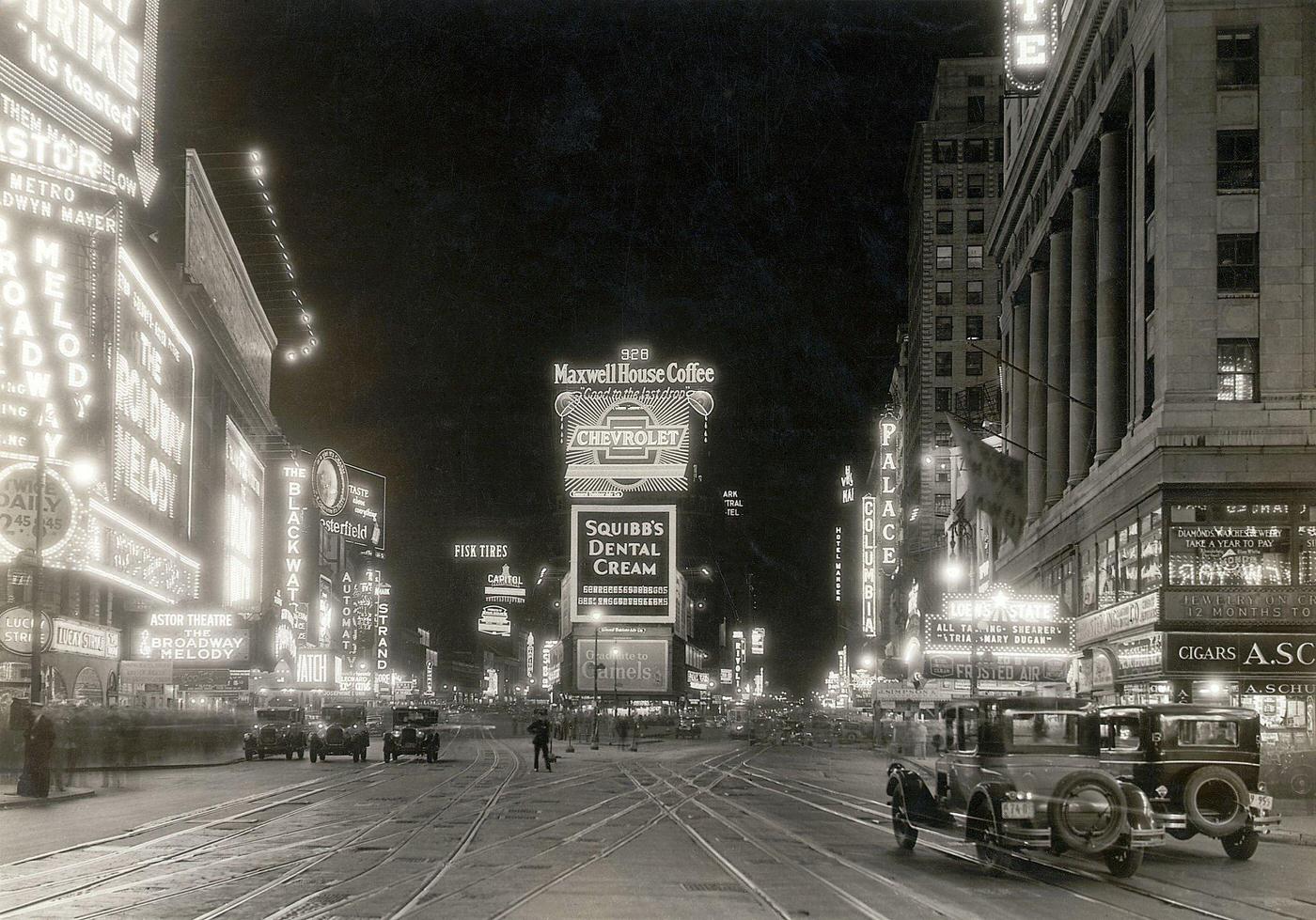 Times Square And Its Neon Lights, New York City, 1910