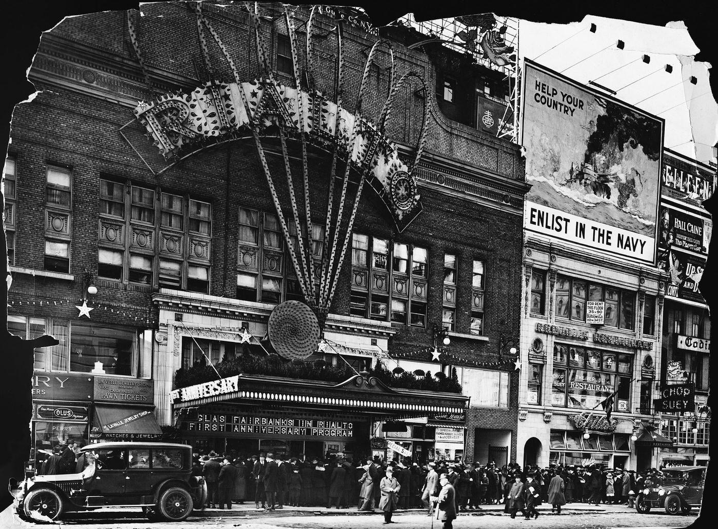 Exterior Of The Rialto Theatre On Broadway, New York City, 1917