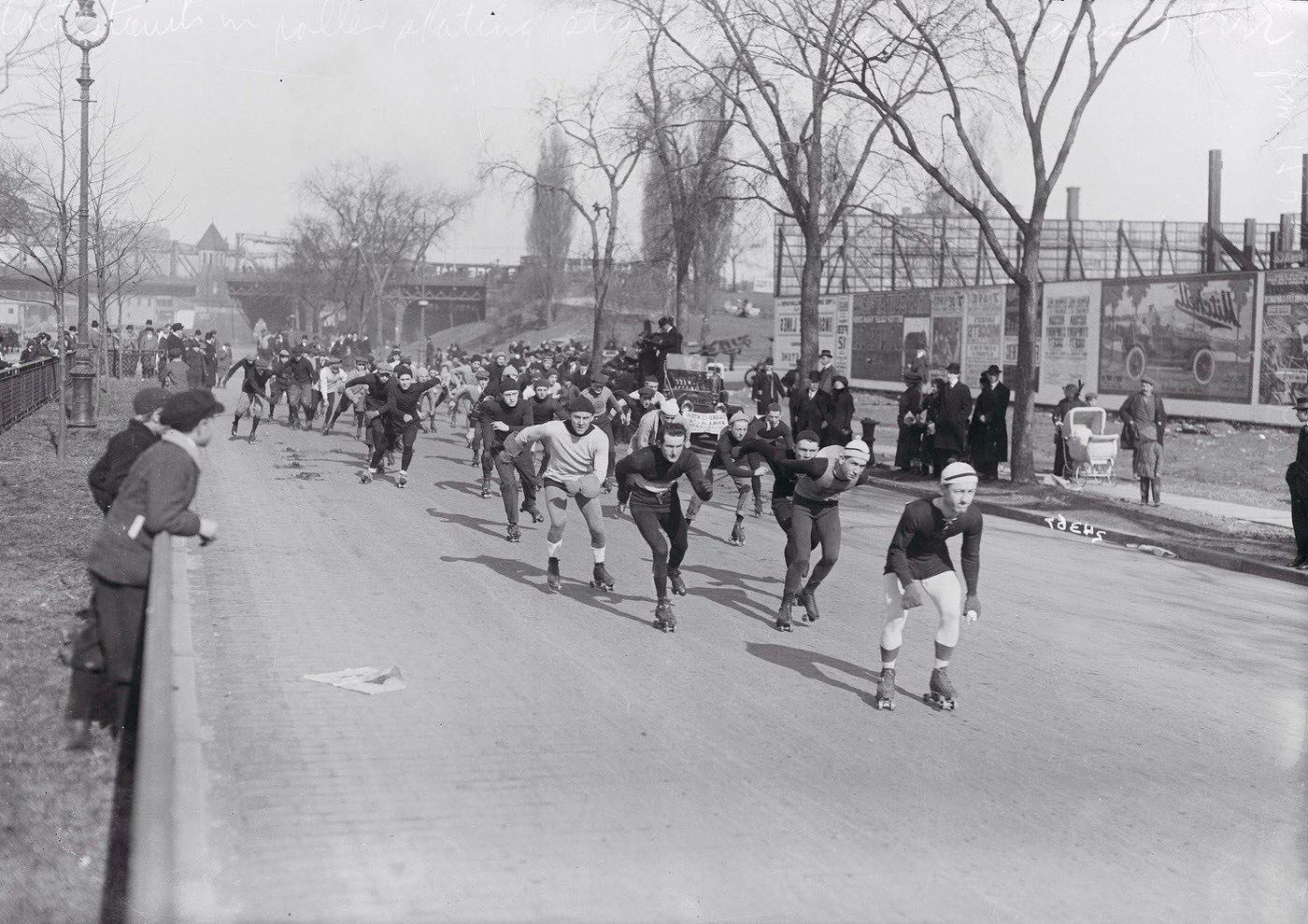 Roller Skaters Sprinting Down Seventh Avenue, New York City, 1915