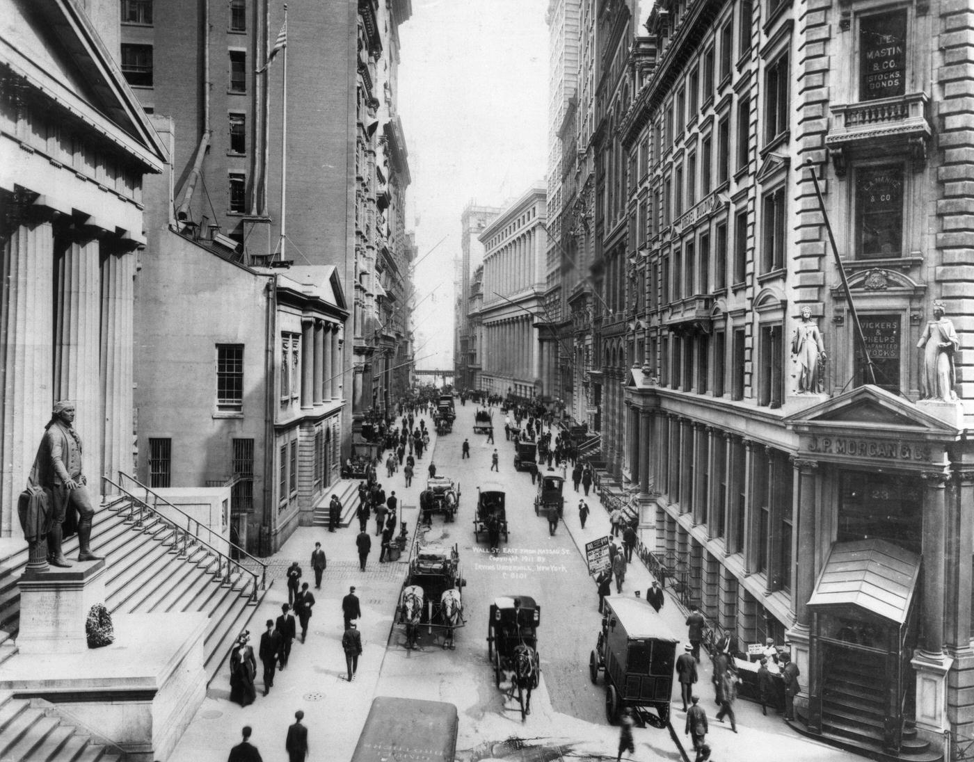 Wall Street East From Nassau Street, New York City, 1911