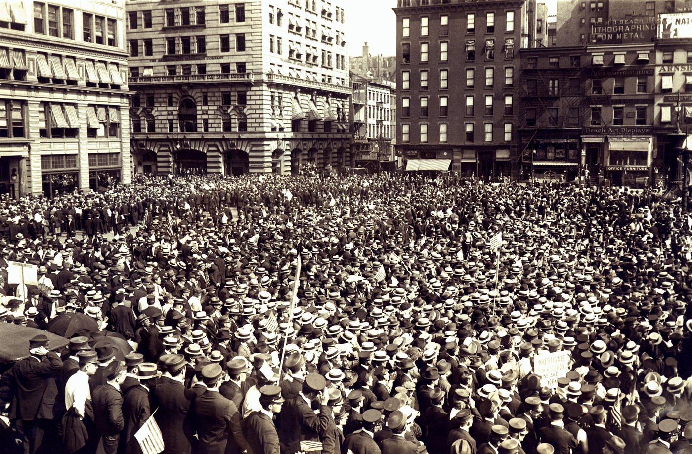 Mass Meeting Of Striking Streetcar Men In Union Square, New York City, September 14, 1916