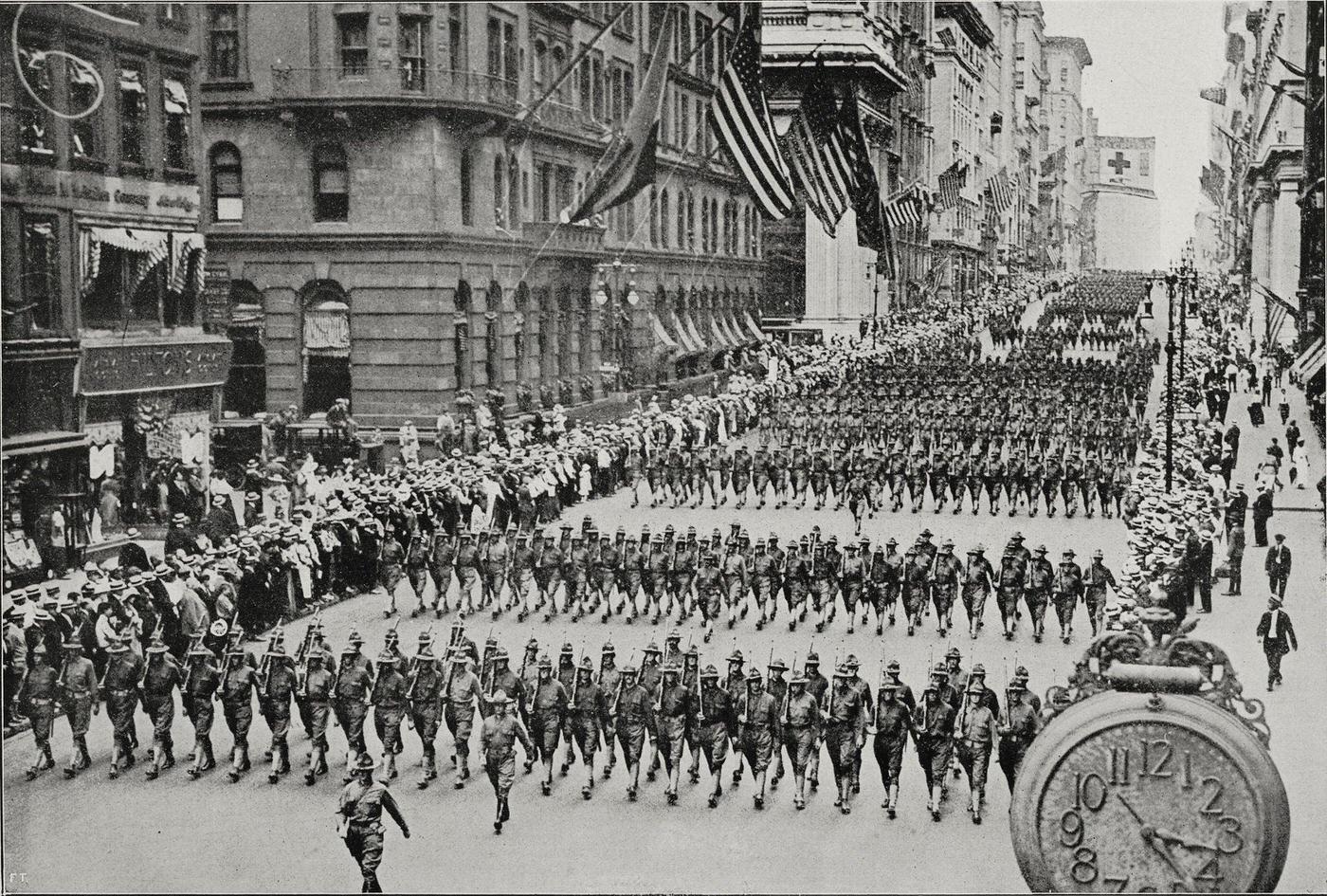 American Regiments Parading On Fifth Avenue Before Departing For France, New York, 1917