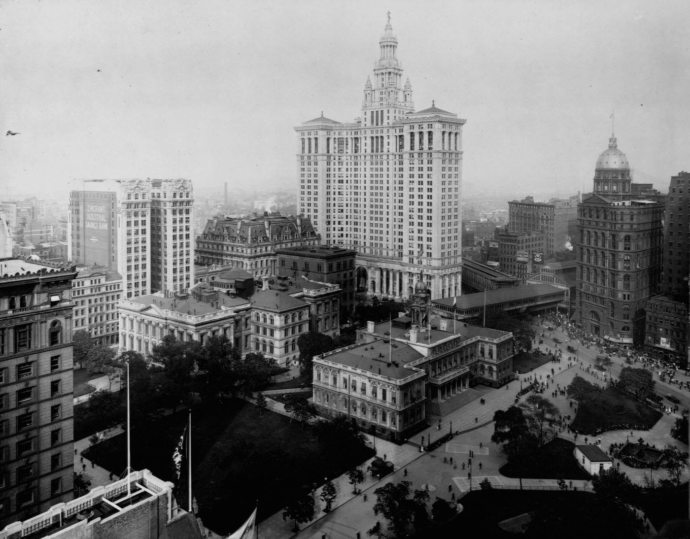 City Hall Park And Surrounding Buildings, New York City, August 28, 1915