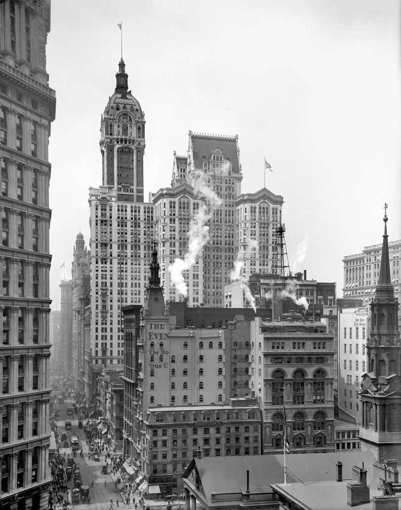 Singer Building Down Broadway From The Post Office, Manhattan, 1910