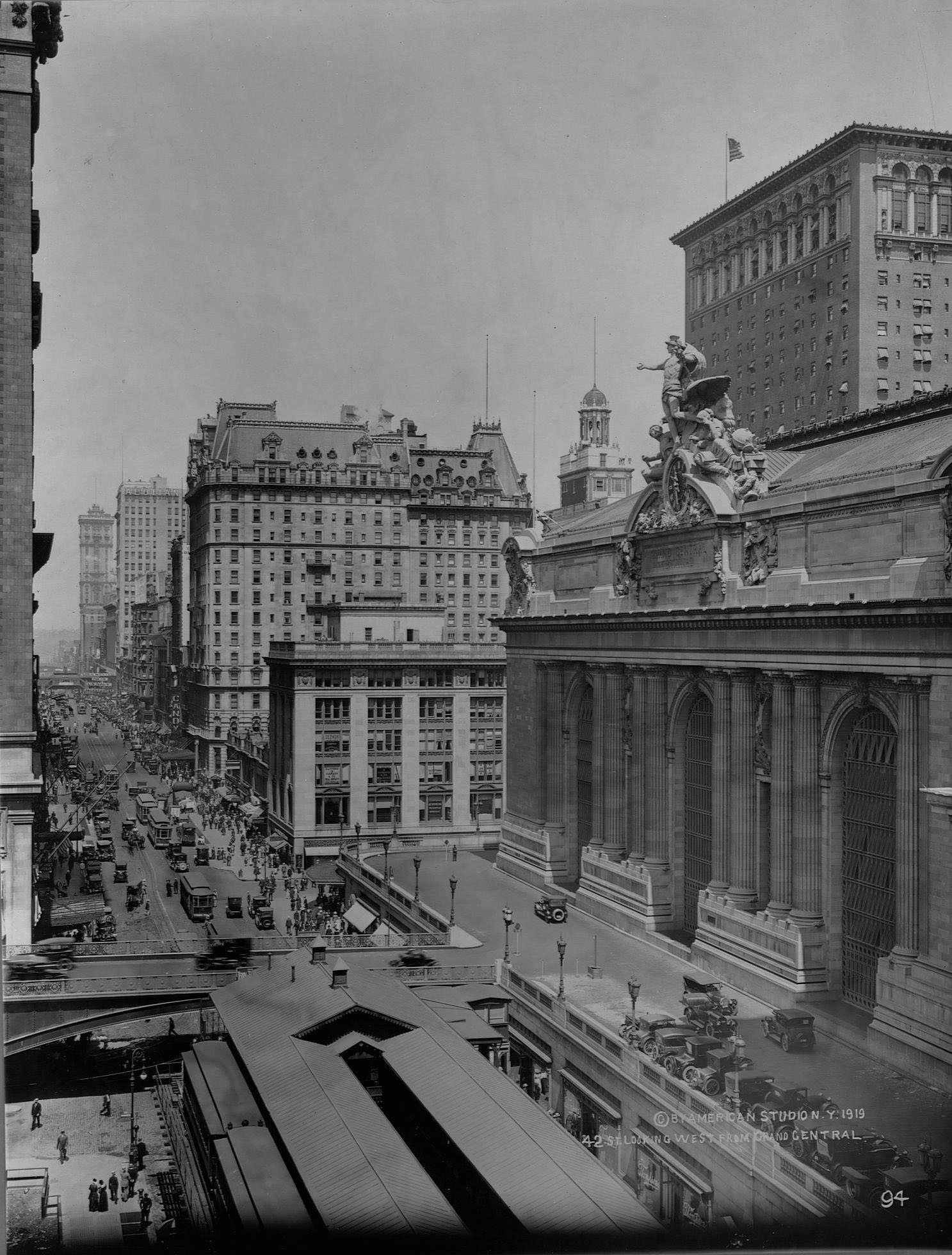 Forty-Second Street Looking Past Grand Central Terminal, New York City, Circa 1919
