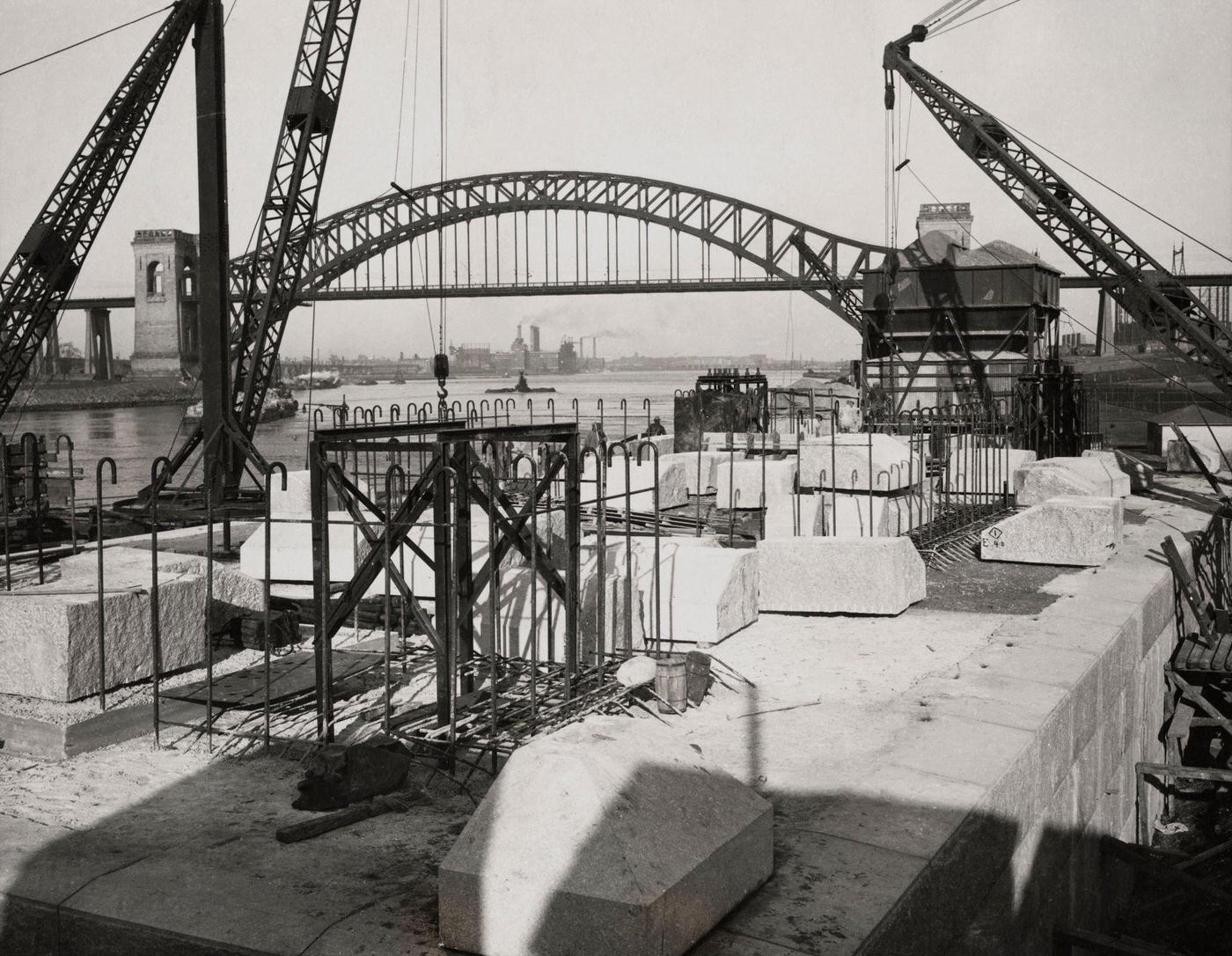 Hell Gate Bridge Construction, New York City, Circa 1915