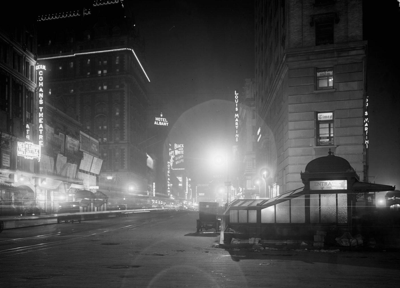 Nighttime View Of Broadway, Looking South From 43Rd Street, Times Square, New York City, 1912