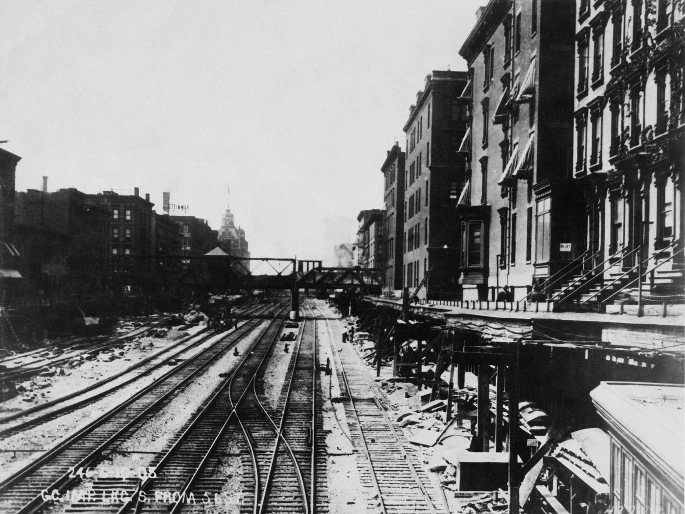 View Of Railway Tracks On Park Avenue From 56Th Street, Manhattan, 1900