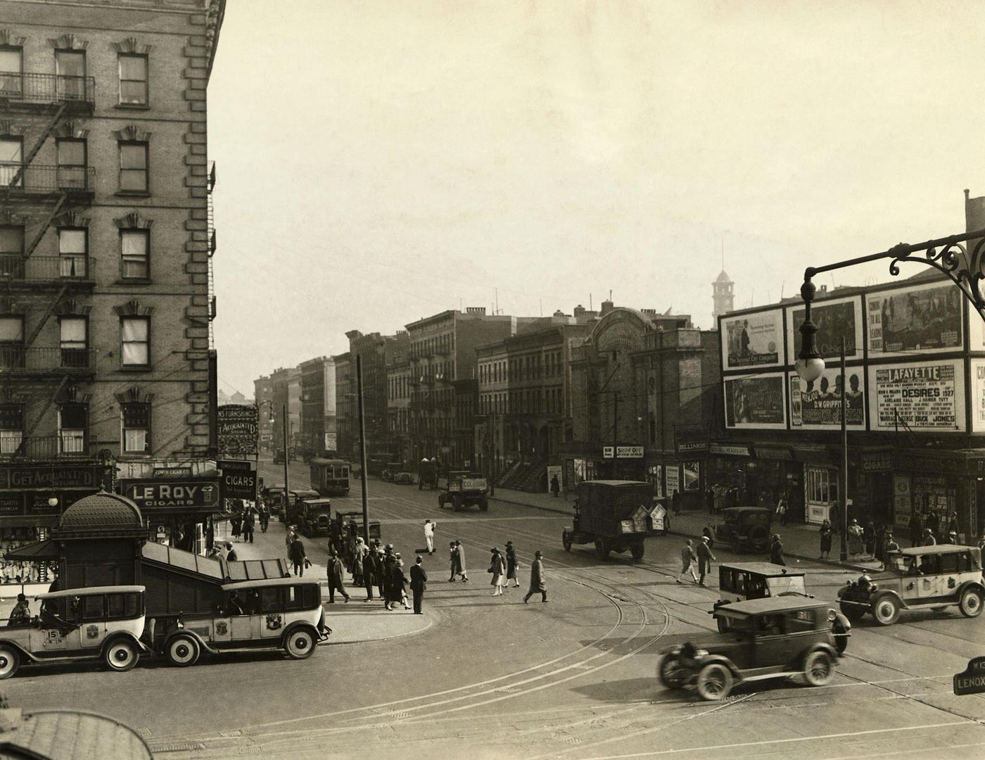 View Of Lenox Avenue In Harlem, Manhattan, 1927