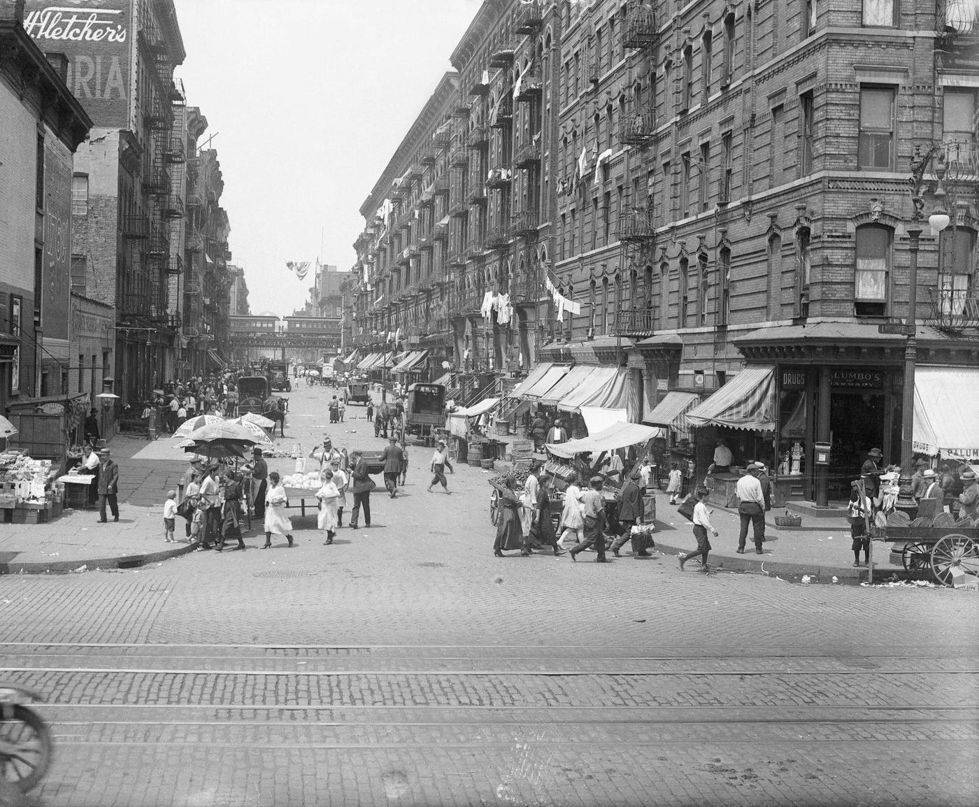 Street Scene In East Harlem, The Most Populated Street, Manhattan, 1920S.