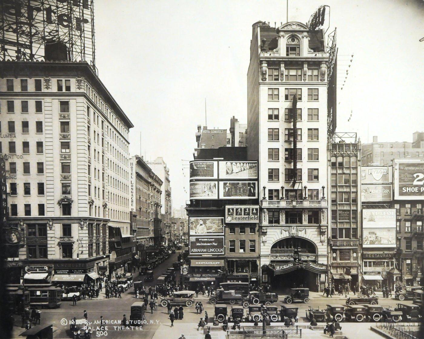 Street View Of Broadway At The Intersection With 47Th Street, Early 1920, Manhattan, 1920.