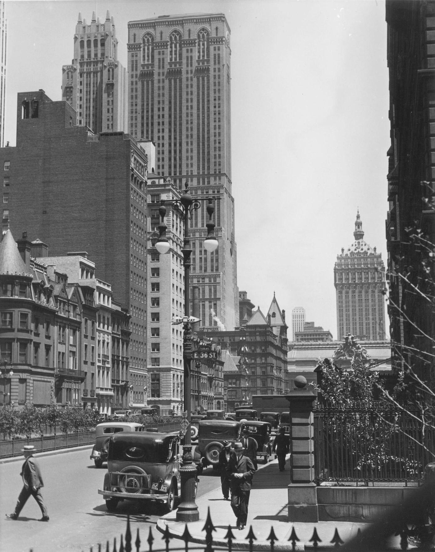 Park Avenue Looking North From 36Th Street, Manhattan, 1929