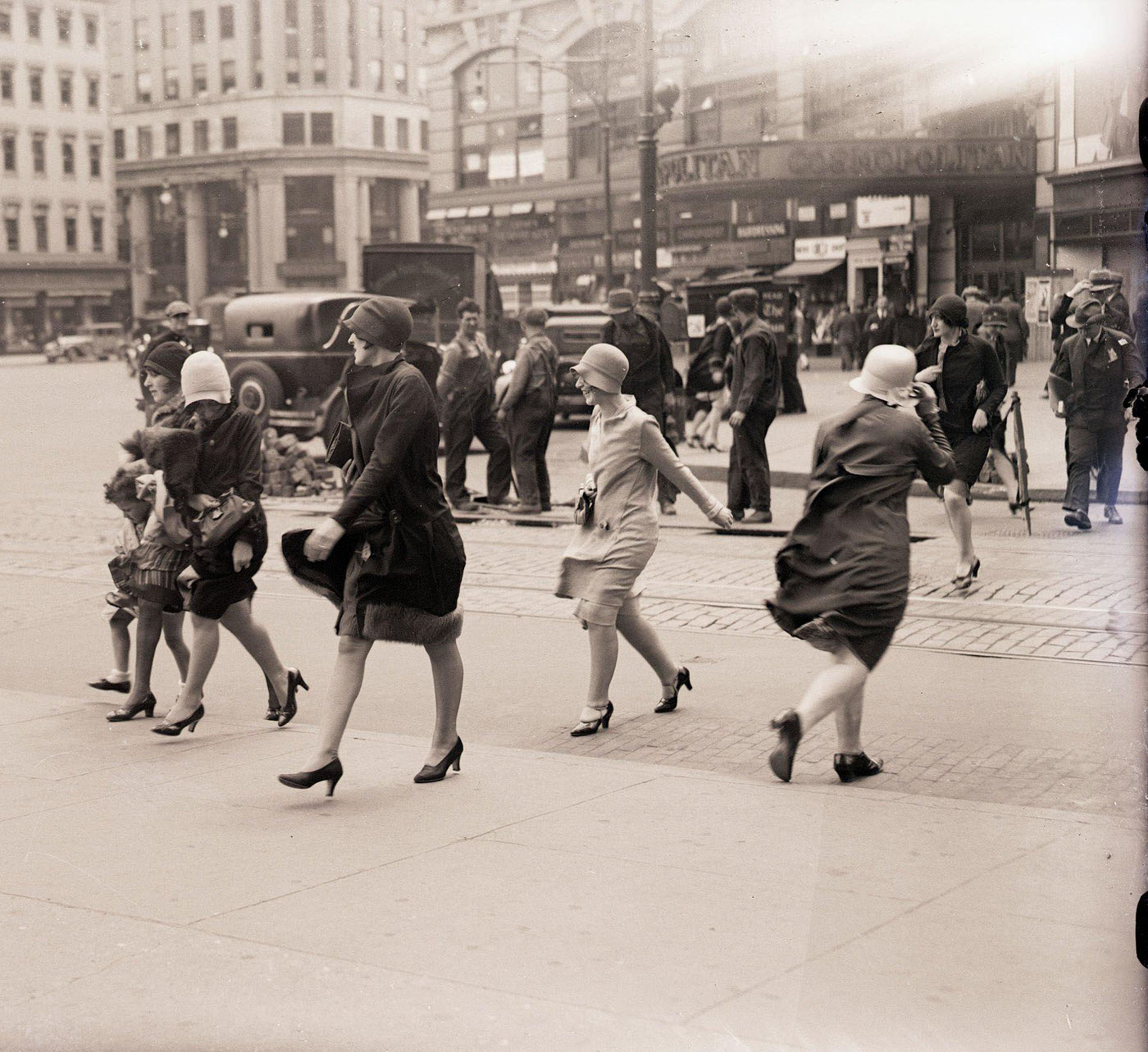 Windy Scene At Columbus Circle, Manhattan, 1929.