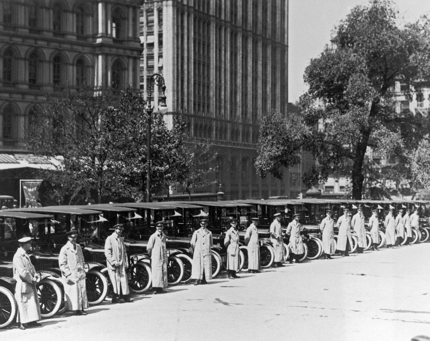 New York City'S New Fleet Of Taxi Cabs, Manhattan, 1920S.