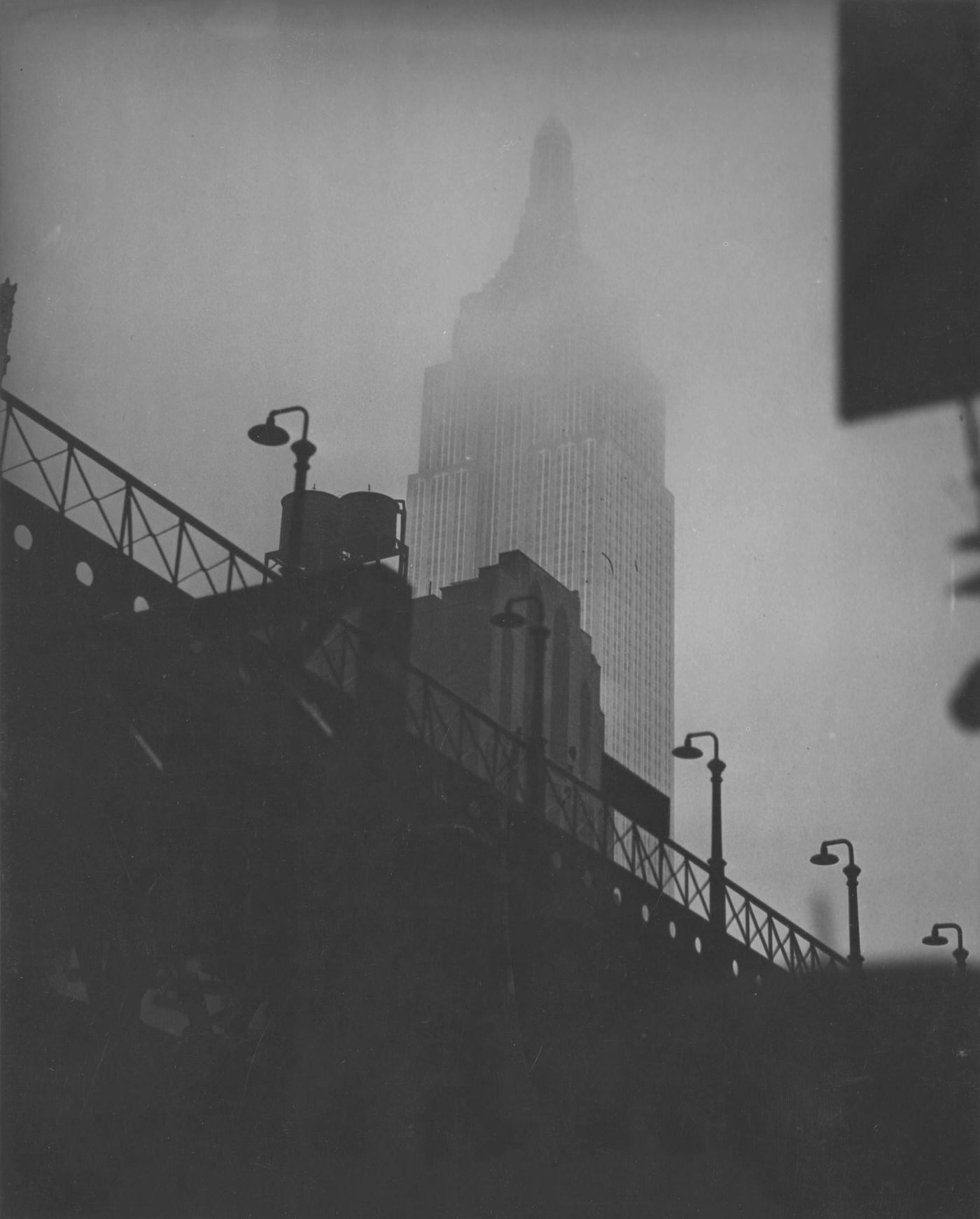 Empire State Building In The Rain And Fog, Manhattan, 1929.