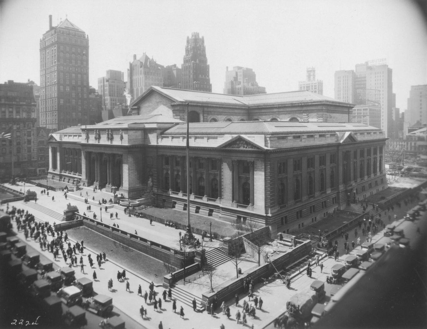 New York Public Library From Northeast Corner Of Fifth Avenue, Manhattan, 1929