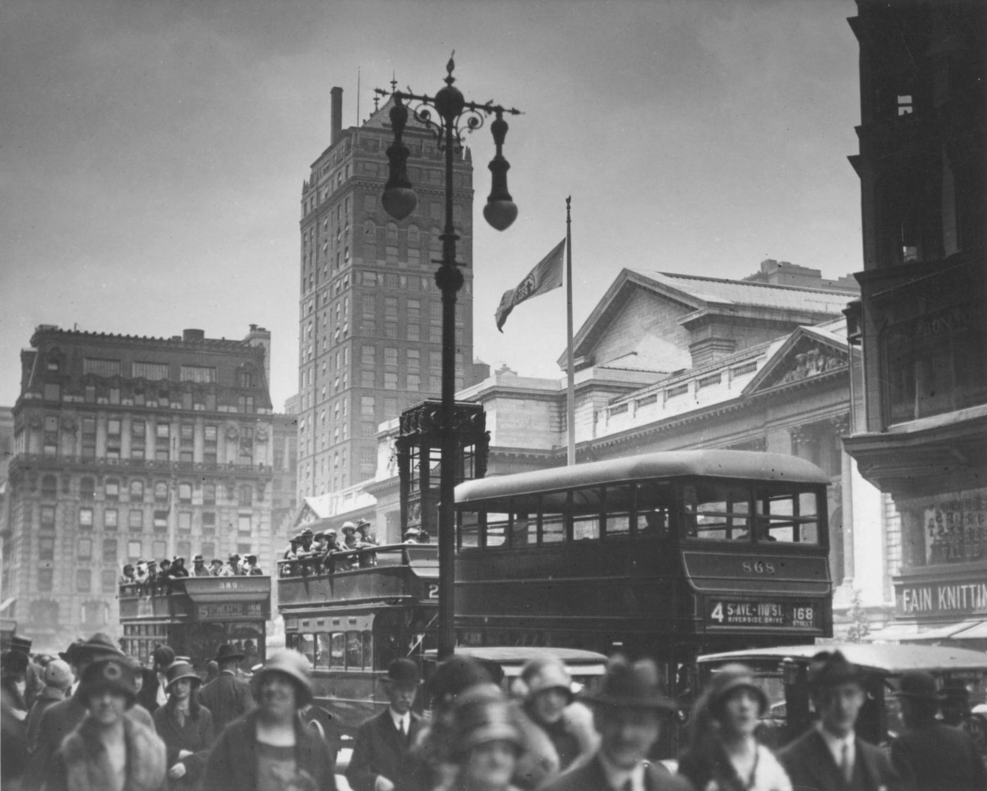 Buses, Fifth Avenue And 42Nd Street, Manhattan, 1929.
