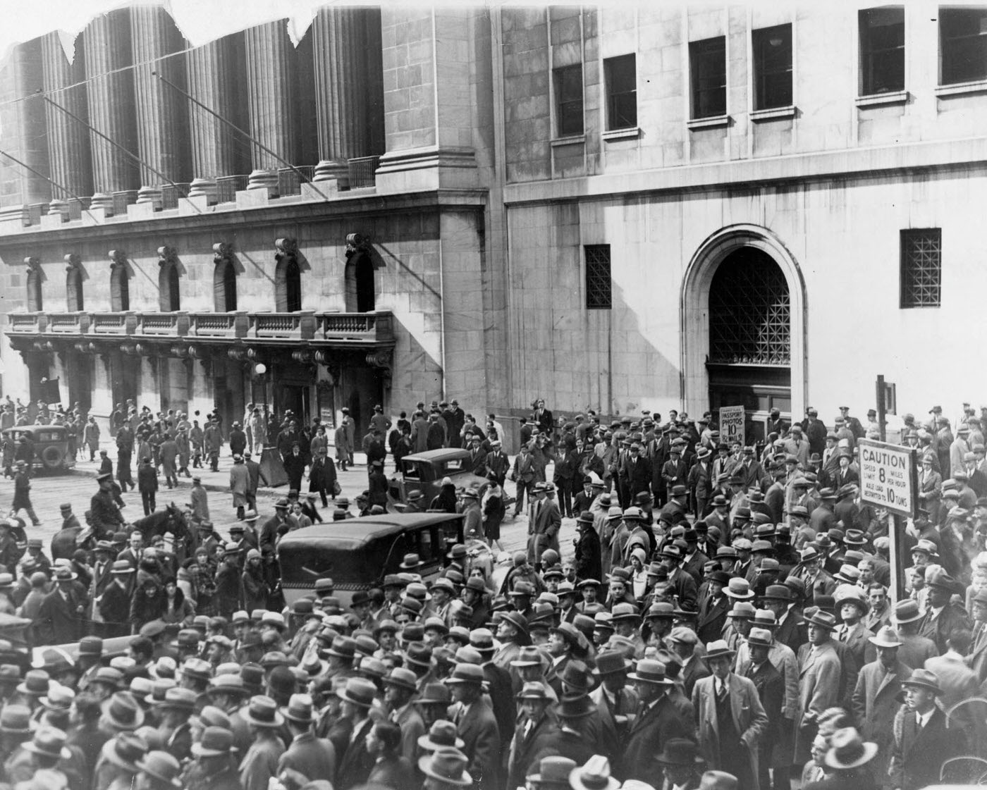 Wall Street Crowd After Stock Market Crash, Outside New York Stock Exchange, Manhattan, 1929.