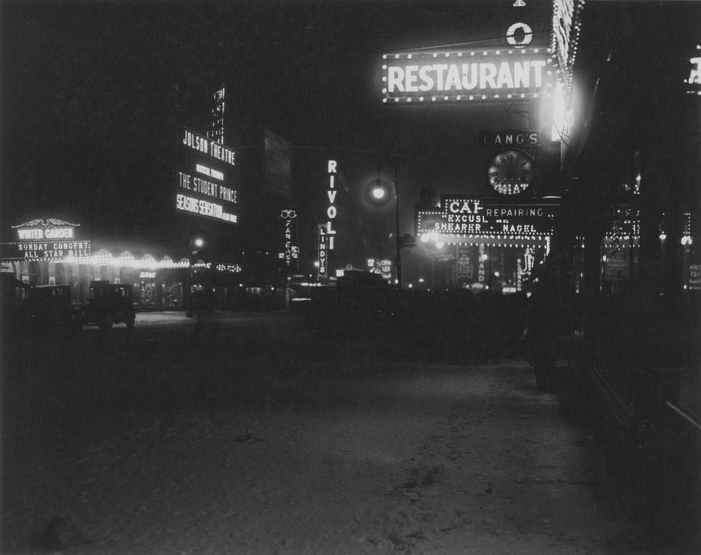 Broadway On A Winter Night, Manhattan, 1922.