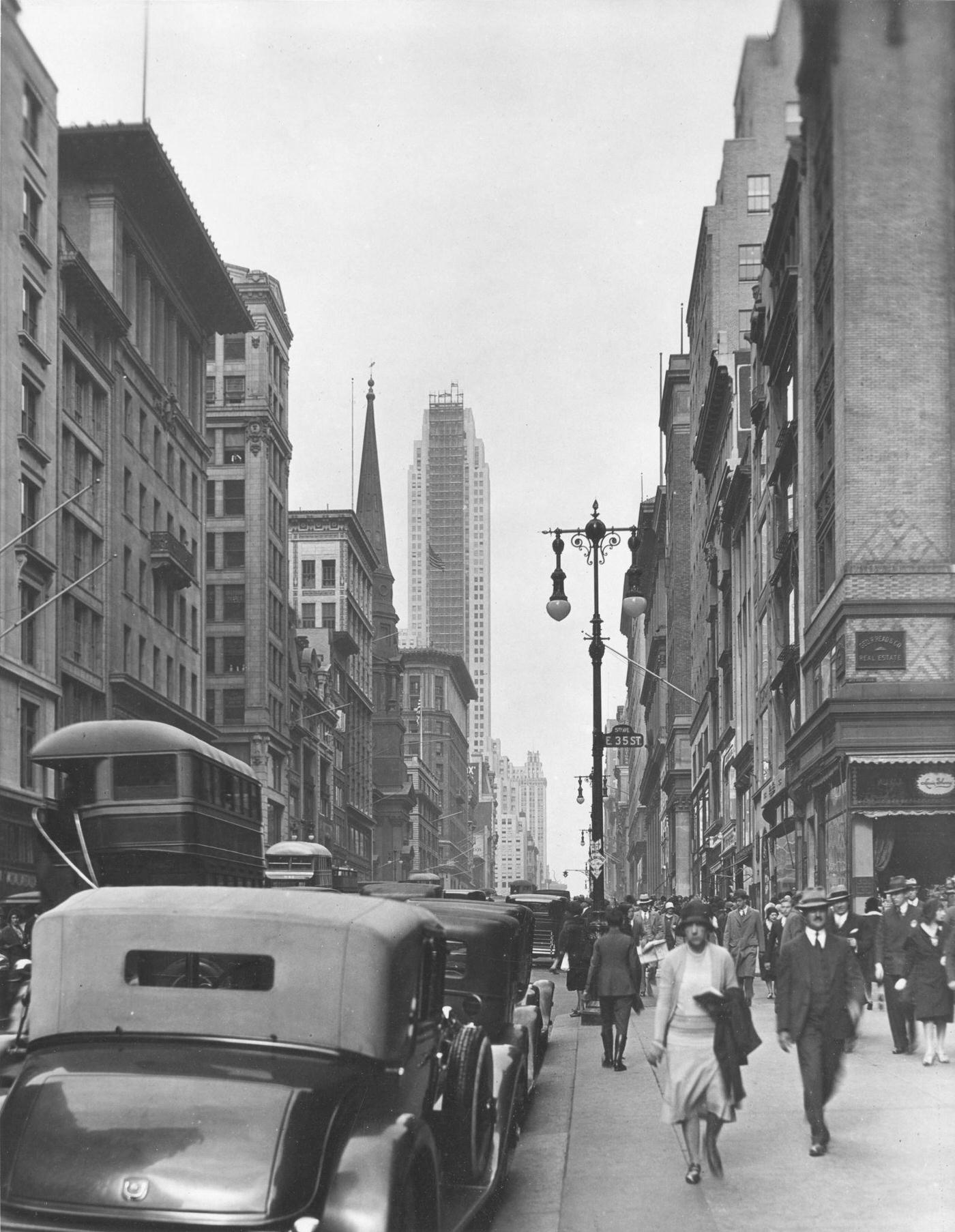 Fifth Avenue Looking North From Just South Of 35Th Street, Manhattan, 1929