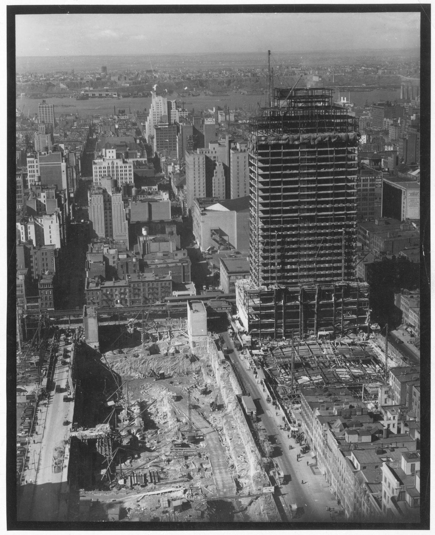 Rockefeller Center Construction Site, Birdseye View, Manhattan, 1929.
