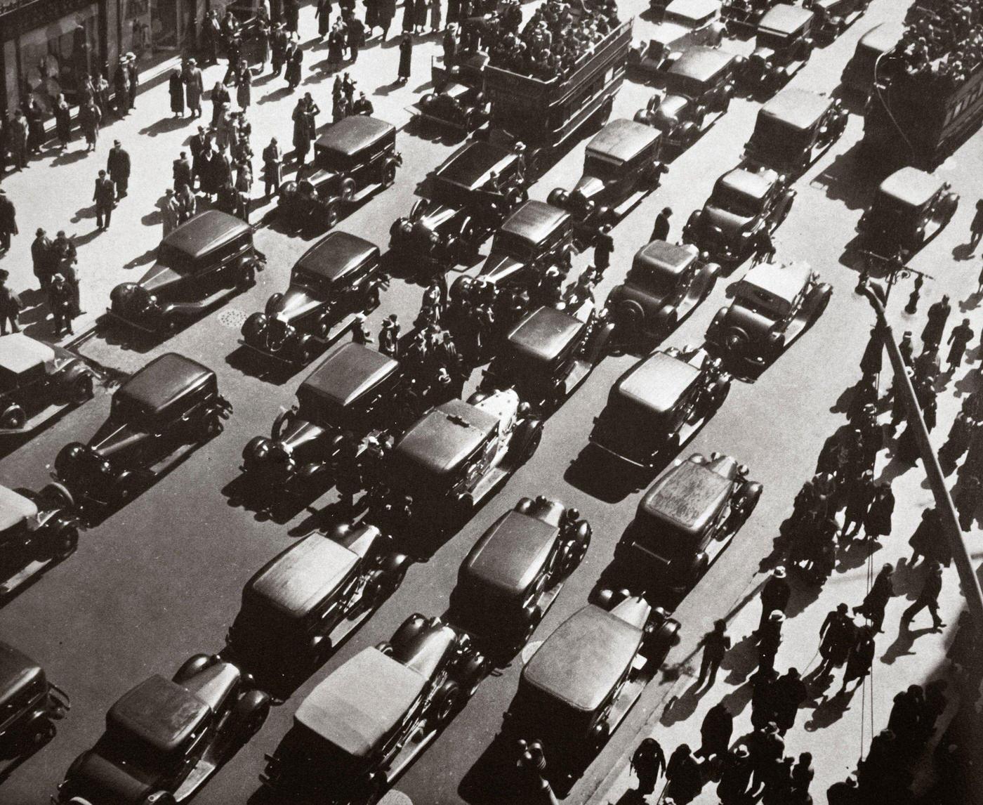 Traffic Jam On Fifth Avenue At 49Th Street, New York City, Early 1929.
