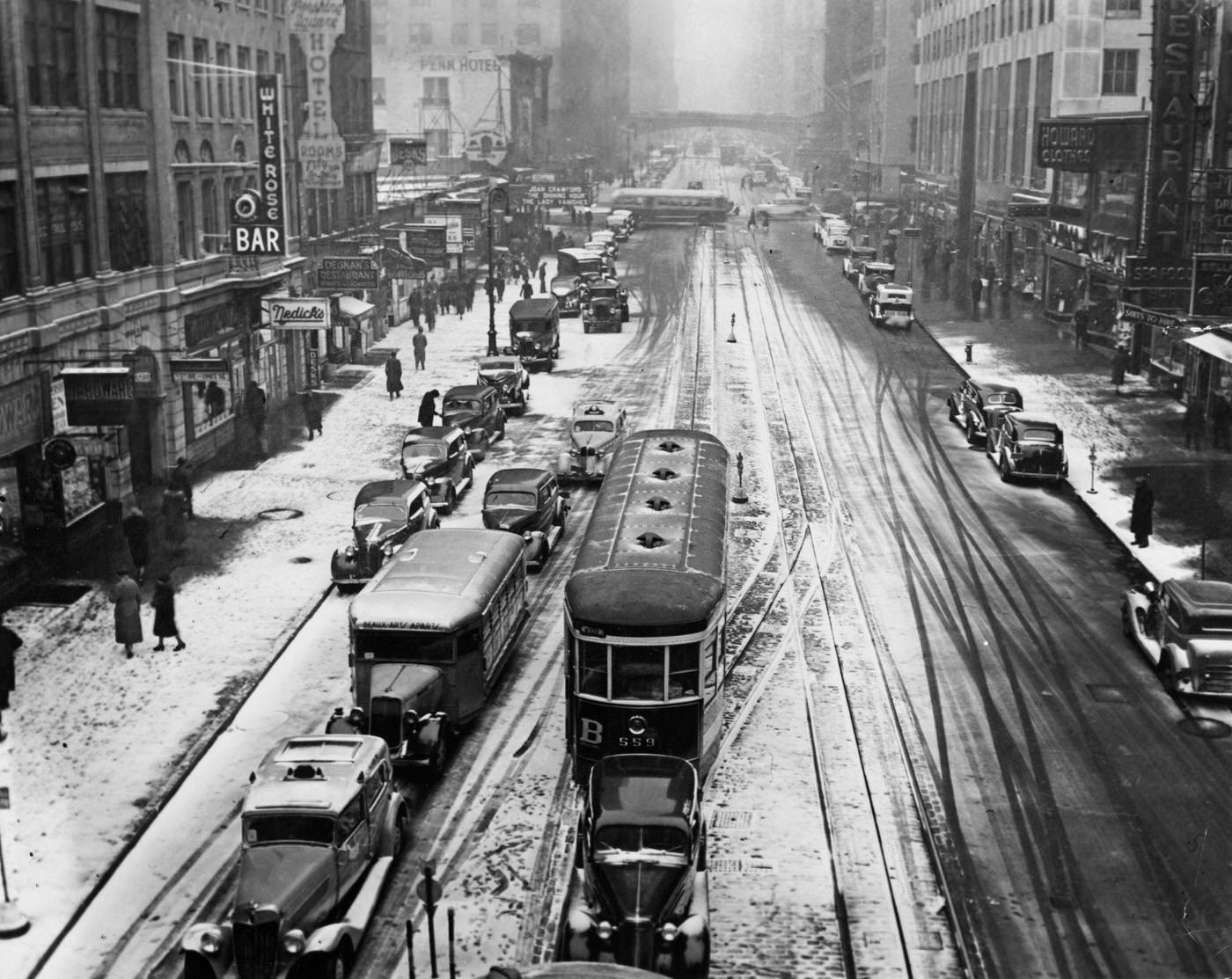 Blizzard Blankets Sixth Avenue Celebrating 51st Anniversary of 1888 Blizzard, Manhattan, 1939