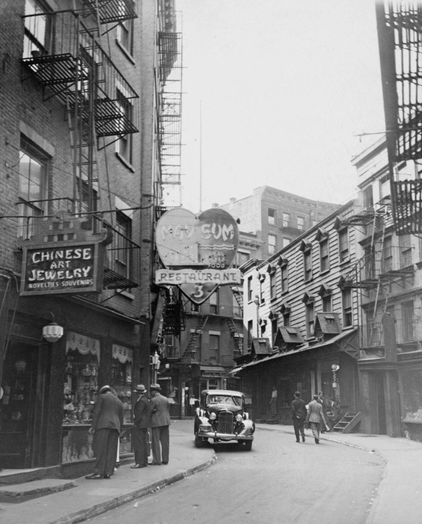 View Down Doyers Street In Chinatown, Manhattan, Circa 1935