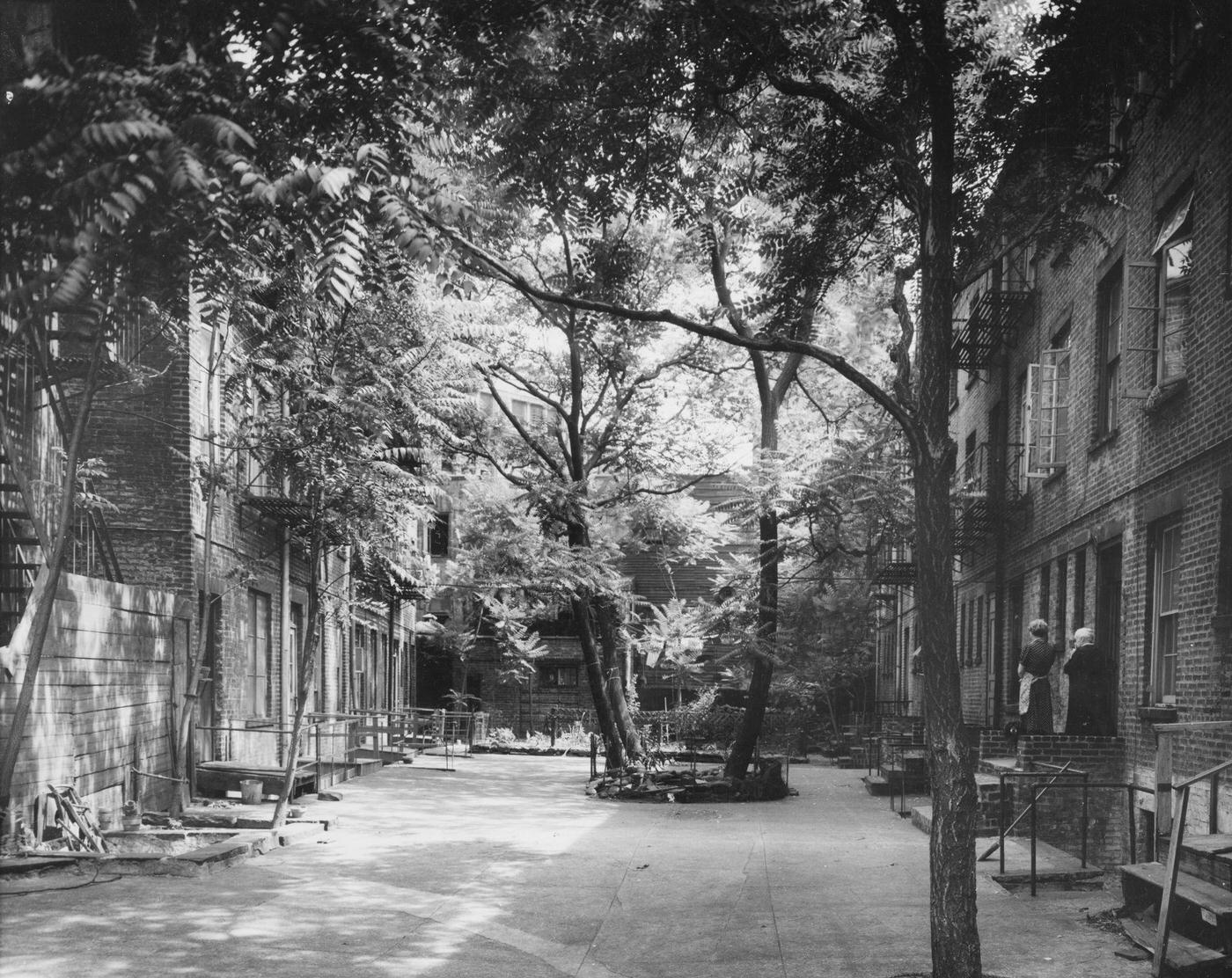 Courtyard Garden Between Milligan Place And Patchin Place In Greenwich Village, Manhattan, Circa 1935