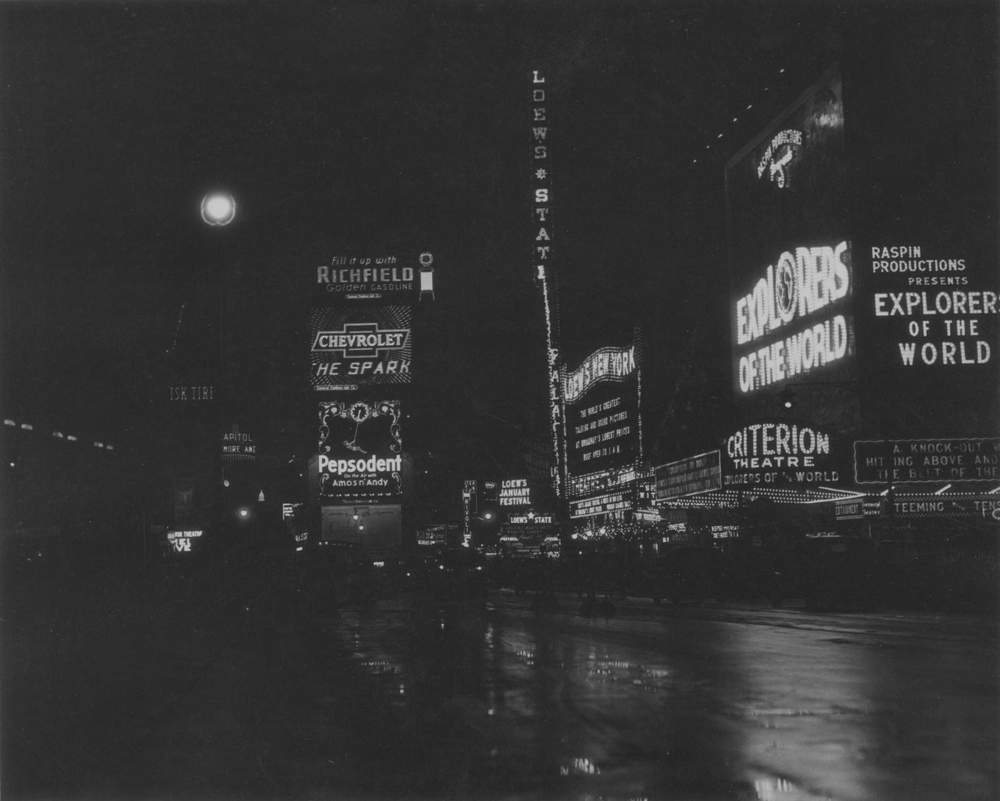 Times Square on a Rainy Night, Manhattan, Circa 1930