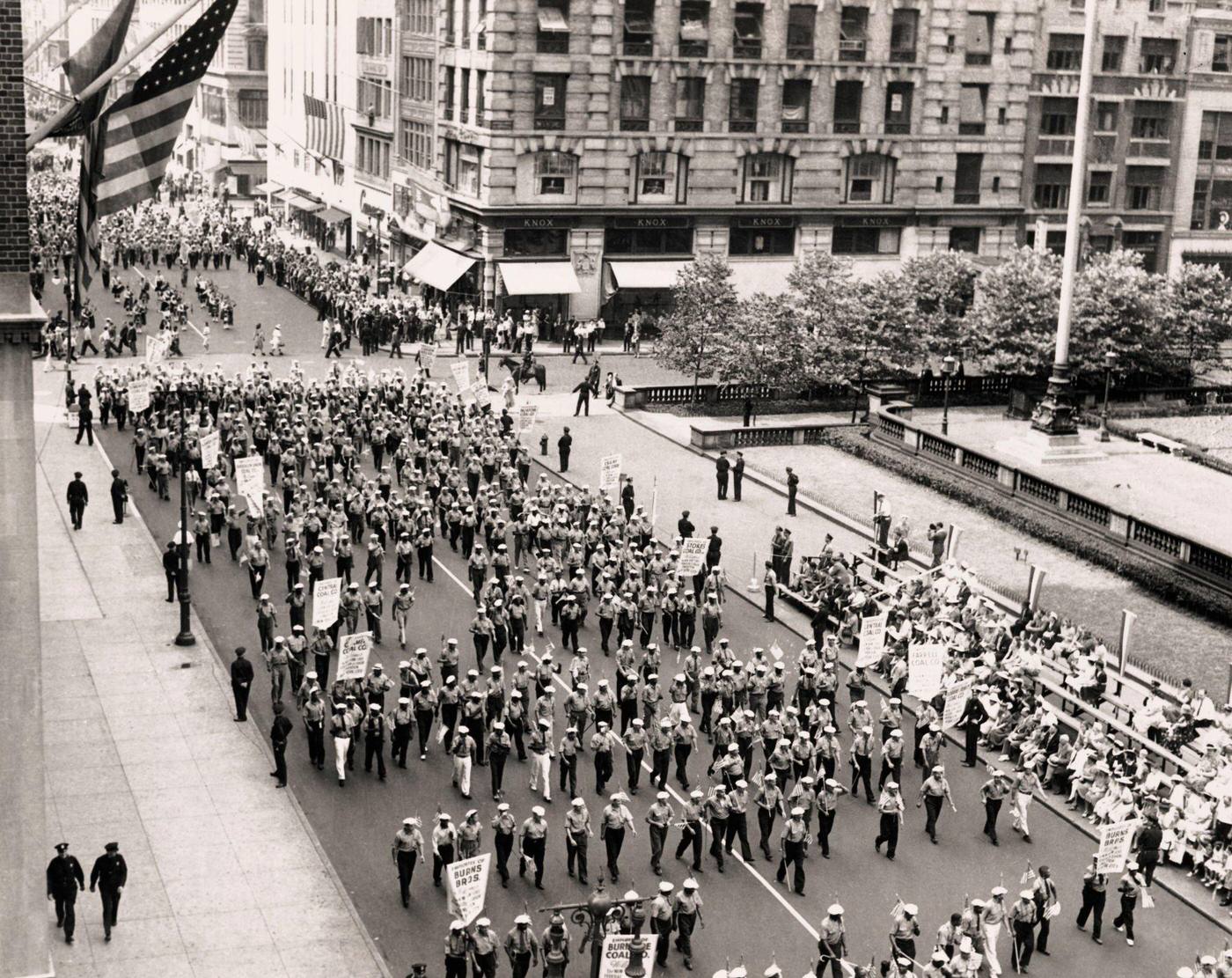 Union Parade On Fifth Avenue, Members Of The American Federation Of Labor Unions Participate In A Parade On Fifth Avenue, Manhattan, 1939.