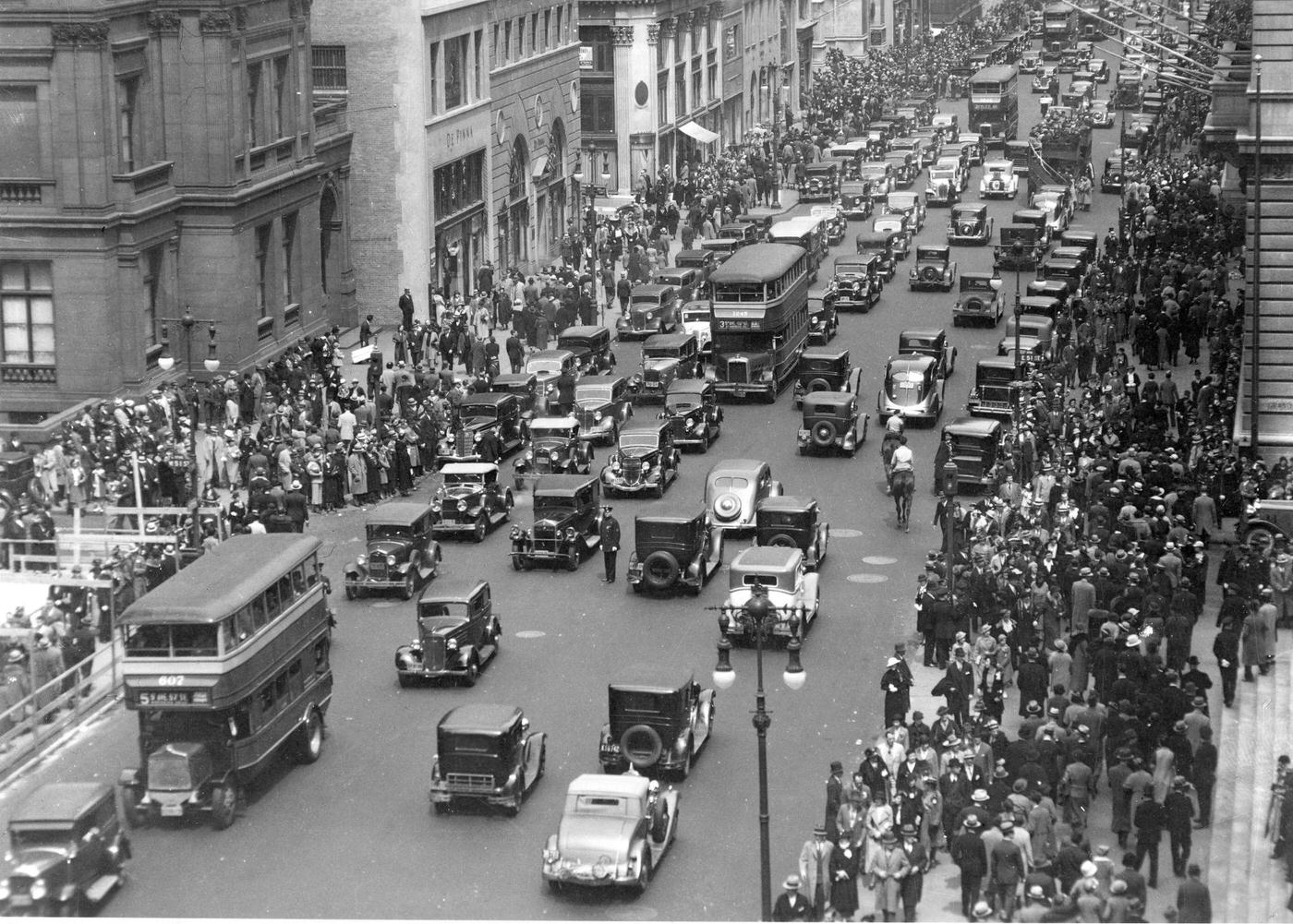 Elevated View Of Traffic On Fifth Avenue On Easter Sunday, Manhattan, 1935.